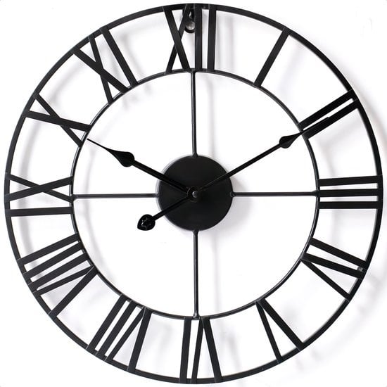Goliving Wanduhr Industrial - Geräuschloses Uhrwerk - Moderne Wanduhr - Metall - Ã˜ 70cm - Schwarz