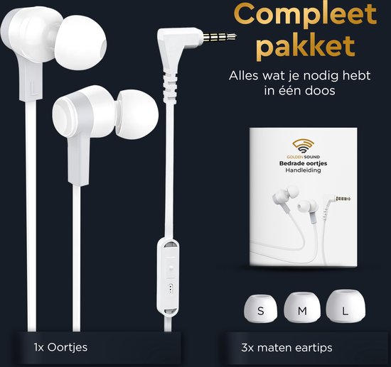 Golden Sound Wired earbuds - Silikonspitzen - 3,5-mm-Klinkenbuchse - Ohrhörer mit Kabel und Mikrofon