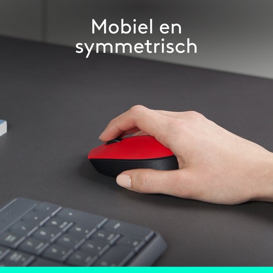 Logitech M171 – Kabellose Maus – Kompatibel mit PC/Mac – Inklusive USB-Mini-Empfänger – Rot