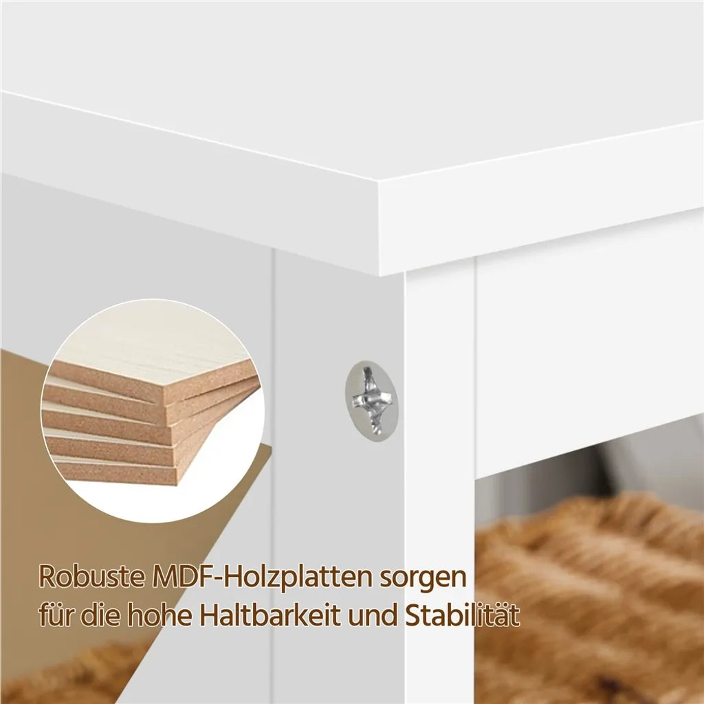Yaheetech Nachttisch/Beistelltisch mit offener Ablage, 40 x 40 x 61 cm, Weiß