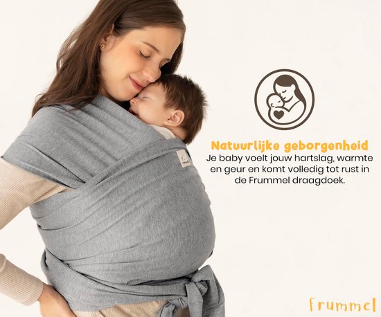 Frummel Baby Sling Grey - Baby Tragetuch - Babytrage - Gewebtes Tragetuch - Baby 0-36 Monate - Neugeborenes