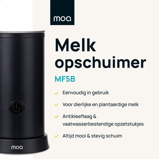 MOA Milchaufschäumer elektrisch - BPA-frei - zum Aufschäumen und Erhitzen - Schwarz - MF5B