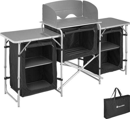 tectake - Campingküche Abm. 172 x 52 x 104cm schwarz - 403344