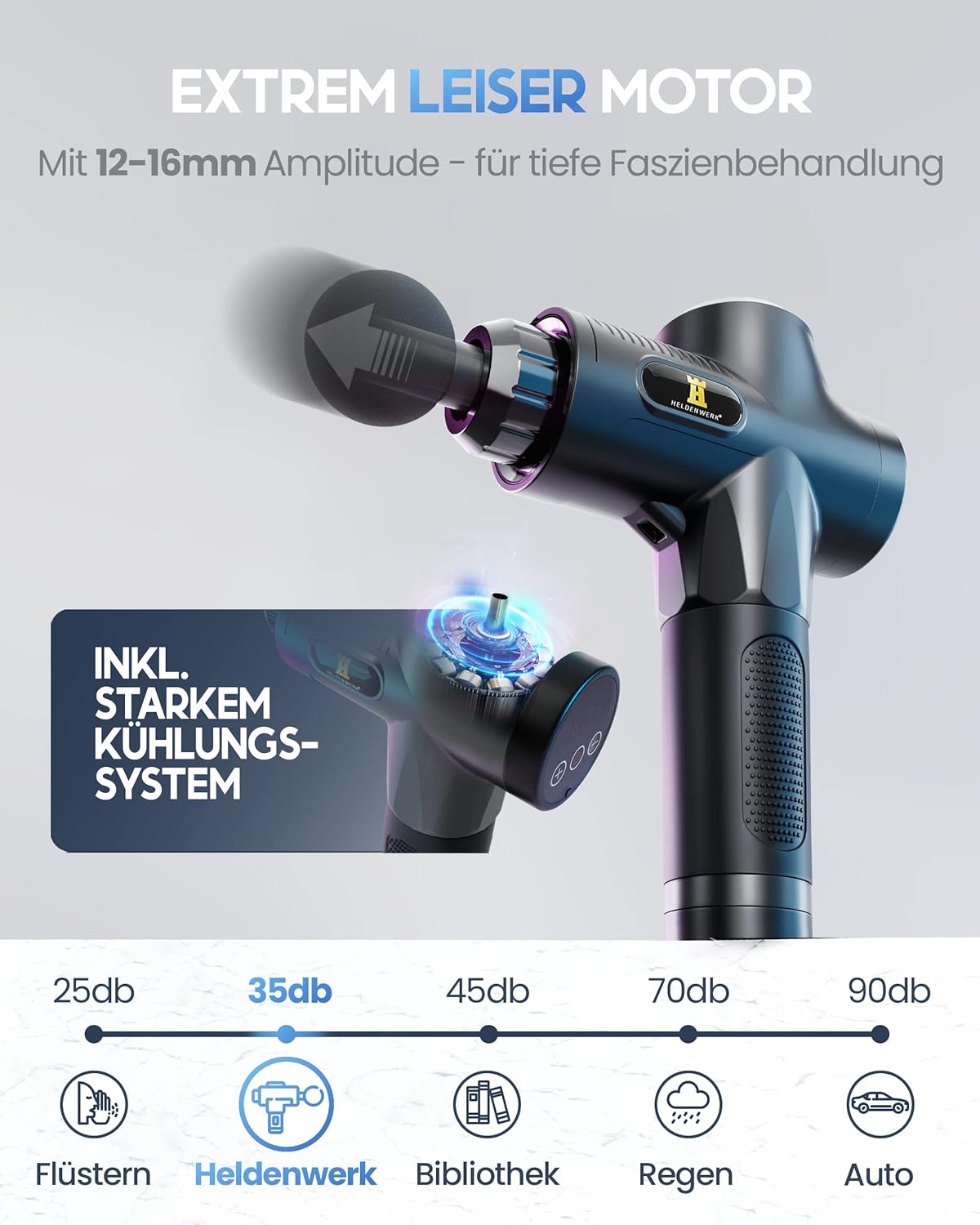 Heldenwerk Massage Gun - 7 Massageköpfe - 30 Geschwindigkeiten - Schwarz