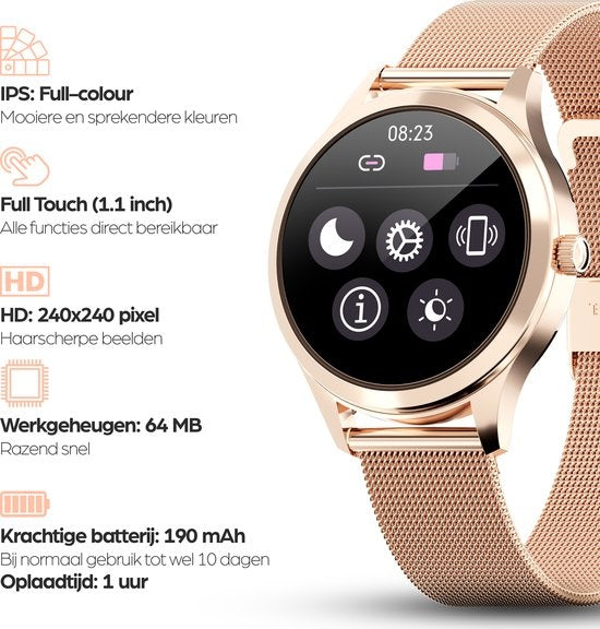 Actyve Smartwatch Damen RosÃ©gold - Apple & Android - Voller Touchscreen