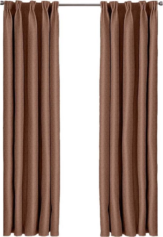 Larson - Luxuriöser gewebter Verdunkelungsvorhang - Haken - Schokoladenbraun - 150 x 250 cm - Verdunkelung & Konfektion