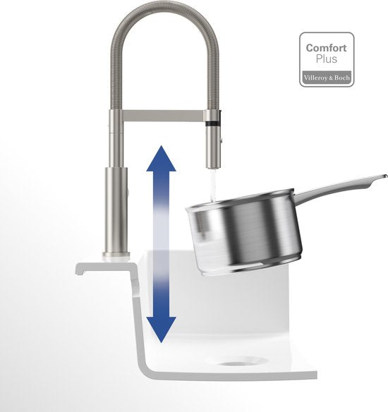 Villeroy & Boch Steel Expert 2.0 Küchenarmatur - Mit flexiblem Auslauf und herausziehbarem Brausekopf - Edelstahl