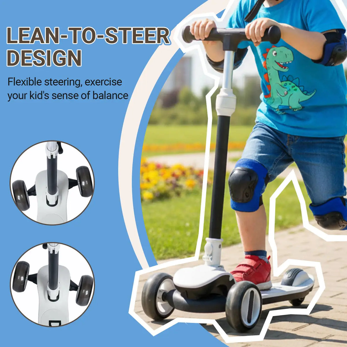 Neuleb YFQ Balance-Scooter mit beleuchteten Rädern – extra breites Deck – schwarz