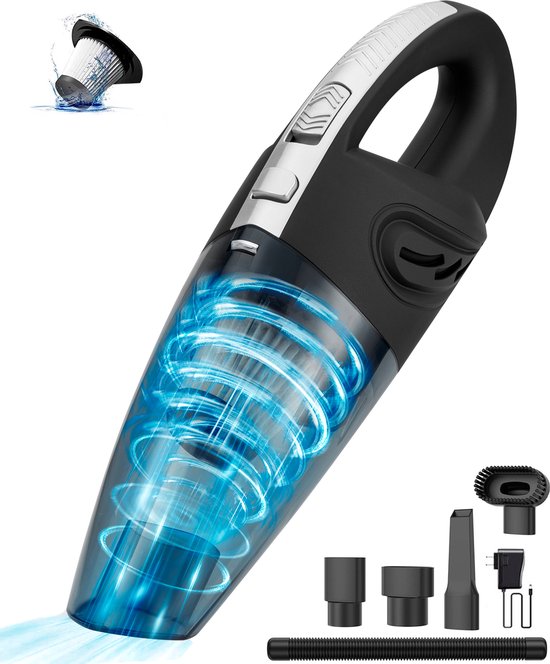 Turbo-7 Krümelsauger Cordless - Handstaubsauger - Schwarz / Grau - inkl. Zubehör