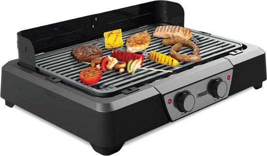 Princess BBQ Tischgrill 112254 - Schwarz - Einstellbarer Thermostat - Tisch-BBQ - Grillgerät - Große Backfläche - 2000W