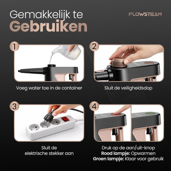 FLOWSTEAM® 7-in-1 Handdampfreiniger - Dampfreiniger - Teppichreiniger - Fleckenreiniger - Handdampfer - 110° Dampf