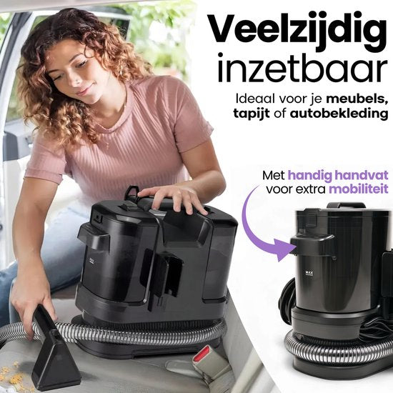 Hendriqs® 3-in-1-Teppichreiniger 65 °C mit Anti-Verstopfungsfunktion | Höchste Saugkraft seiner Klasse – Tragbarer Fleckenreiniger für Sofas, Textilien und Matratzen - Polsterreiniger mit Absaugfunktion – Dampfreiniger – Sofa-Reiniger – Möbelreiniger – Re