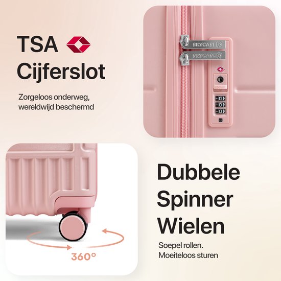 SKYCASES Trunk Travel Suitcase - Classic Heritage - Extra großer Koffer - 110L - TSA-Schloss - leichter Trolley - 78x44x36 cm - Trunk Roll Case - Spinner Wheels - Pink