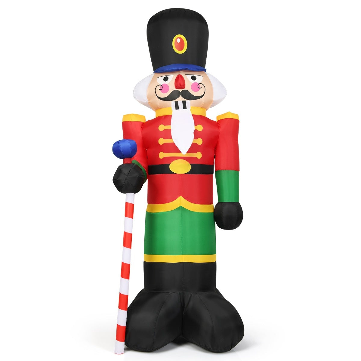 Costway große aufblasbare Weihnachten Nussknacker Soldat mit 3 LED-Leuchten bunt - 2,4m