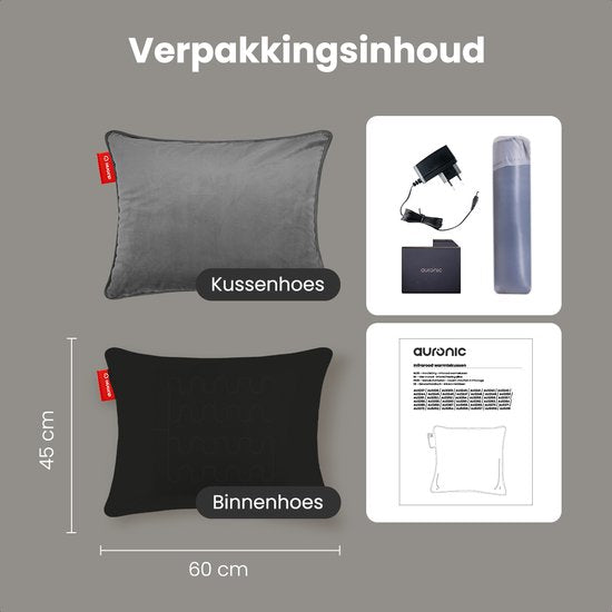 Auronic - Heizkissen - 45x60 - Kabellos - Wiederaufladbar - Samt - Grau