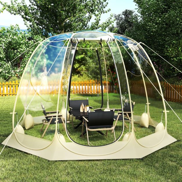 coast 630° transparentes Pop-up Kuppelzelt 265 x 265 x 190 cm für 5-6 Personen, beige