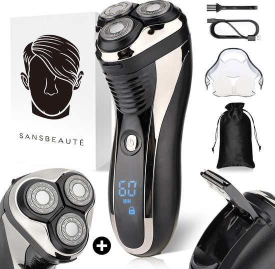 2-in-1-Rasierer für Männer mit Trimmer S1111 + Extra-Scherkopf - Sansbeaute® - Nass & Trocken - Präzisionstrimmer - Elektrisch - Elektrorasierer - Wasserdicht