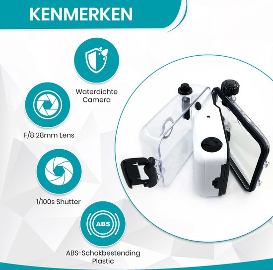 TibaGoods Einwegkamera - Mit Rolle - Wasserdicht - Analogkamera - Kinderkamera - Weiß