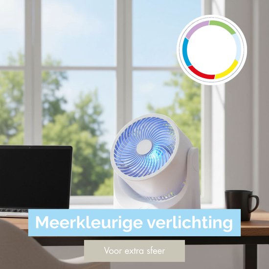 Mini-Tischventilator mit Kühlelement - Verstellbarer Mini-Ventilator mit 3 Stufen - USB-Ventilator mit LED-Licht - 240 ML Kühlelement - für Tisch, Schreibtisch, Schlafzimmer