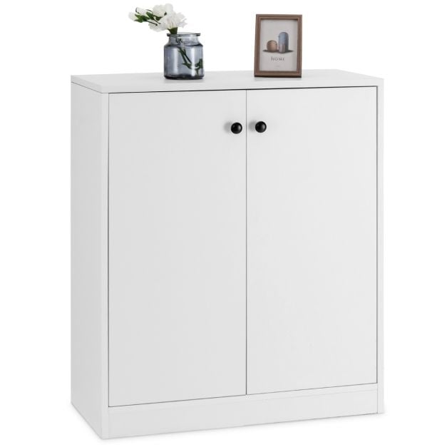 Coast Kommode Weiß – Moderne Aufbewahrungskommode mit 2 Türen und 3 Einlegeböden – 72 x 34 x 85,5 cm