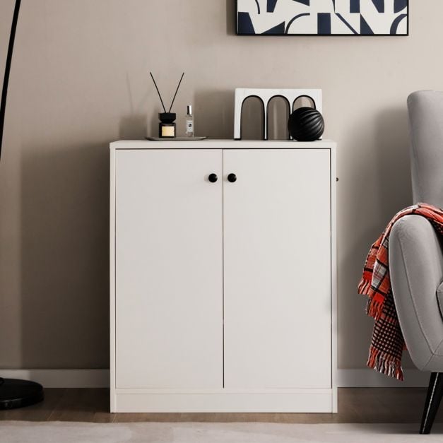 Coast Kommode Weiß – Moderne Aufbewahrungskommode mit 2 Türen und 3 Einlegeböden – 72 x 34 x 85,5 cm