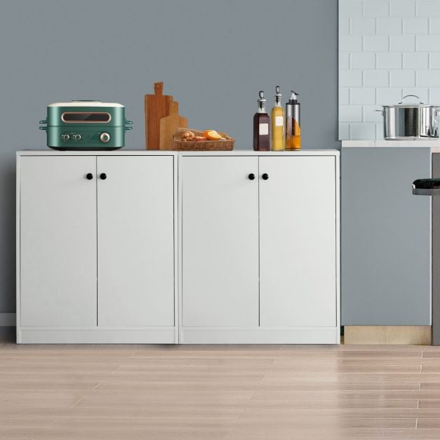 Coast Kommode Weiß – Moderne Aufbewahrungskommode mit 2 Türen und 3 Einlegeböden – 72 x 34 x 85,5 cm