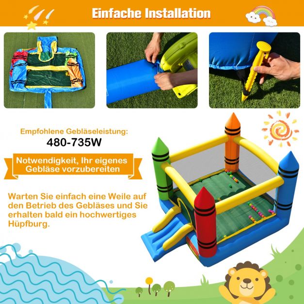 Coast Bouncy Castle Multicolour - Aufblasbare Spielburg mit Rutsche und Bällen - 350 x 273 x 226 cm