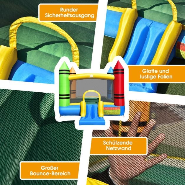 Coast Bouncy Castle Multicolour - Aufblasbare Spielburg mit Rutsche und Bällen - 350 x 273 x 226 cm