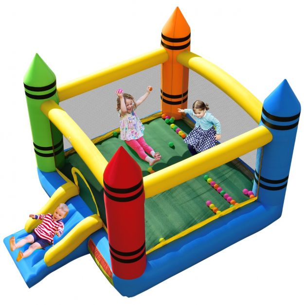 Coast Bouncy Castle Multicolour - Aufblasbare Spielburg mit Rutsche und Bällen - 350 x 273 x 226 cm