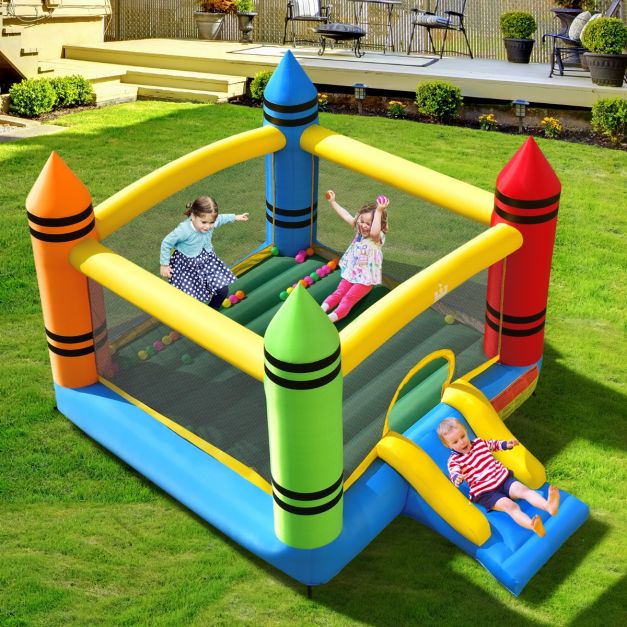 Coast Bouncy Castle Multicolour - Aufblasbare Spielburg mit Rutsche und Bällen - 350 x 273 x 226 cm