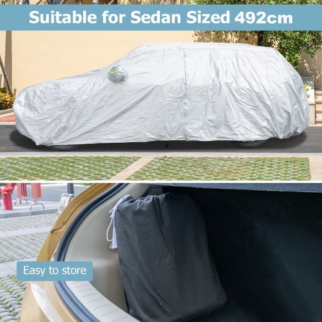 Coast Car Cover Silber - Wetterfeste 3-lagige Autoabdeckung mit Reißverschluss - 492 x 191 x 154 cm
