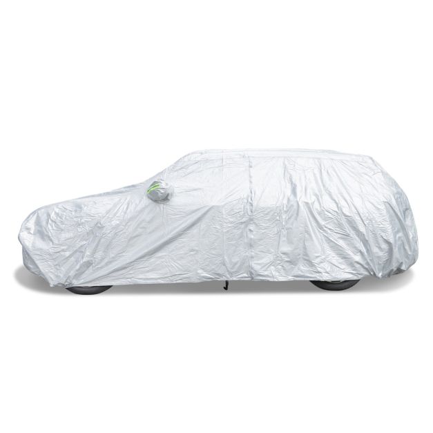 Coast Car Cover Silber - Wetterfeste 3-lagige Autoabdeckung mit Reißverschluss - 492 x 191 x 154 cm