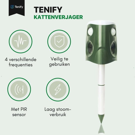 Tenify Ultraschall-Katzenabwehr - Große Reichweite - 360 Grad - Solarbetrieben - USB Wiederaufladbar - Katzenschreck - Abwehr - Schädling - Vogel - Tiere - Mäuse - Rattenabwehr