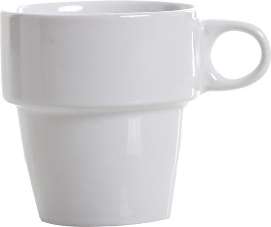Secret de Gourmet Kaffeetassen/Becher Colorama – 6 Stück im Metallständer – Keramik – glänzende Oberfläche – 260 ml – 8 x 9 cm