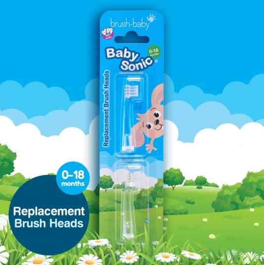 Brush-Baby BabySonic Aufsteckbürsten – 2 Stück – 0–18 Monate – Ersatz-Aufsteckbürsten mit LED