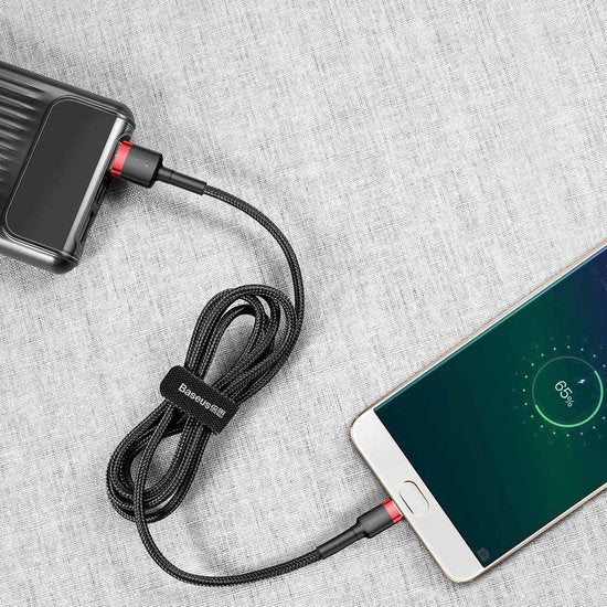 Baseus – Universelles USB-zu-Micro-USB-Kabel – Geeignet u. a. für Samsung und andere Geräte – 2 Meter – 1,5 A – Schwarz/Rot