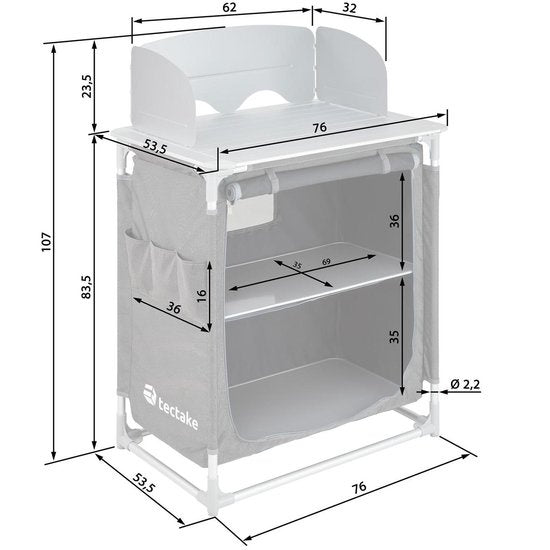 tectake - Campingküche 76x53,5x107cm schwarz - 403346