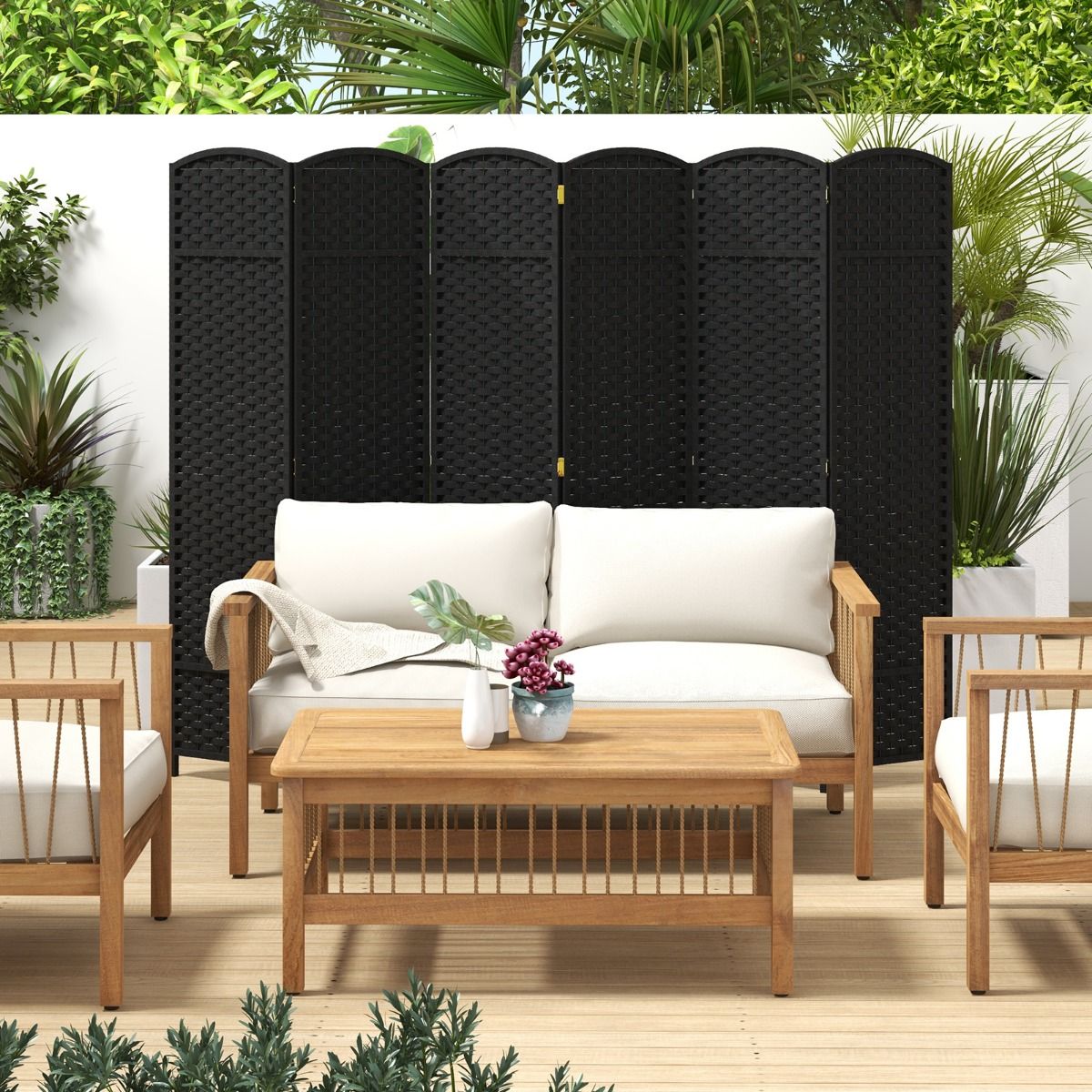 Coast Chamber Screen - 6-teilig - Massivholzrahmen - 40 x 13 x 170 cm - Schwarz