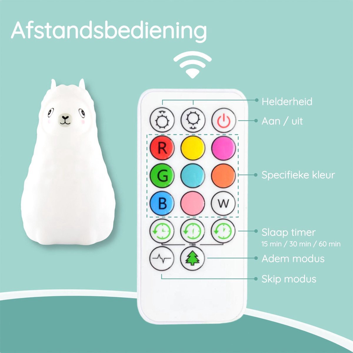 Sleepy Friends Kinder-Nachtlicht Lama - 95x97x100 mm - 8 Farben - USB Wiederaufladbar - Dimmbar - Nachtlicht Baby & Kind