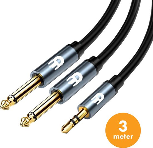 Drivv. Premium 3,5 mm Klinke auf Dual 6,35 mm Kabel - 3 Meter