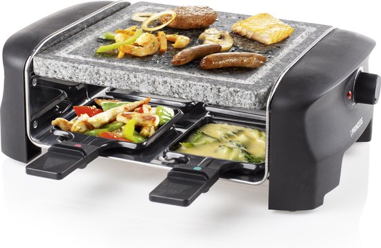 Princess Gourmet-Set 162810 – Raclette-Steingrill Party – 4 Personen – 21 x 21 cm – Einstellbarer Thermostat – 600 W – PFAS-frei