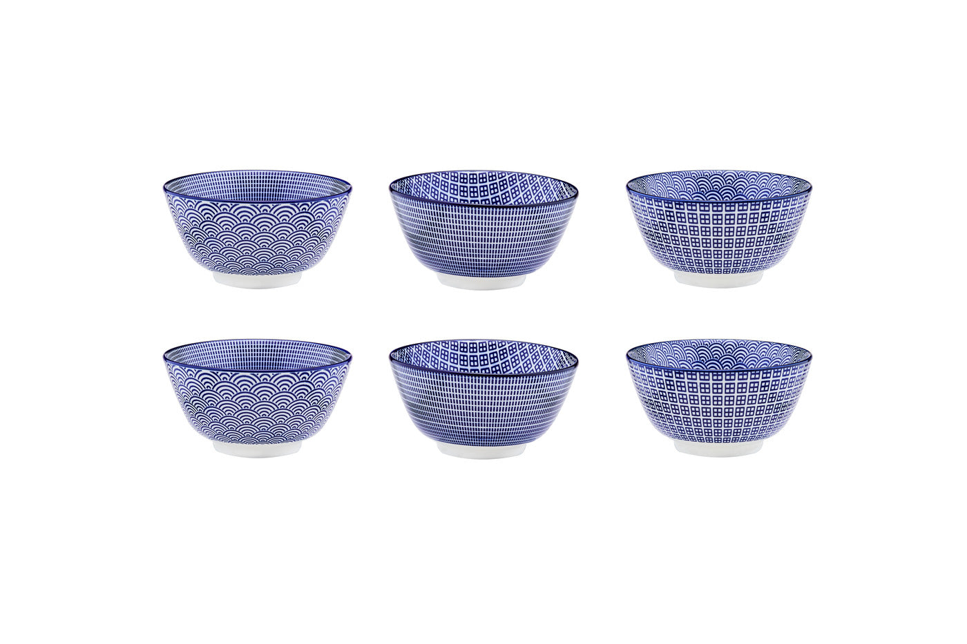 BJORN Sphere Pattern - 6er Set Schalen Ã˜12cm - Porzellan - Spülmaschinenfest - Dunkelblau