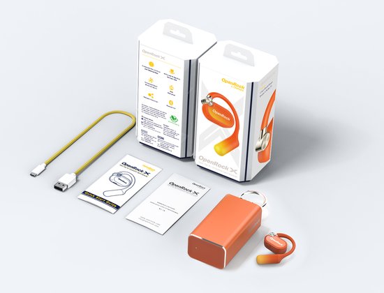 OpenRock – X Orange – Kabellose Open-Ear-Kopfhörer – Bluetooth – Lange Akkulaufzeit – Geräuschunterdrückung – kabellos – TubeBass™-Technologie