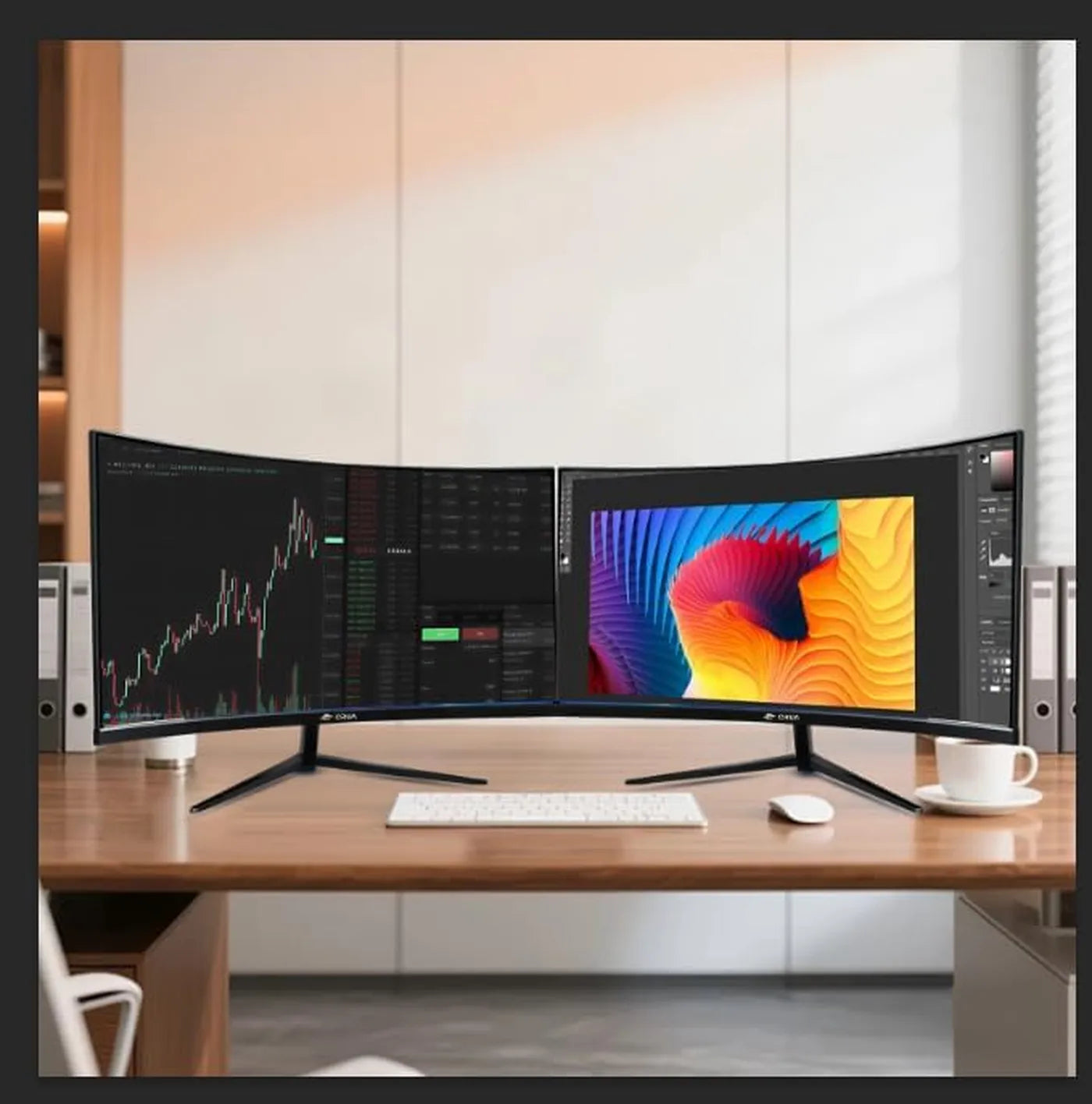 Crua 27-Zoll-Gaming-Monitor mit gebogenem Bildschirm – 144 Hz, FHD, 1800R, VA-Panel – AMD FreeSync – Schwarz