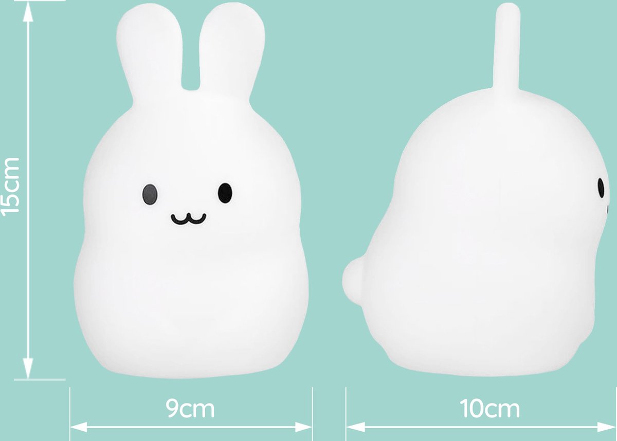 Sleepy Friends Nachtlicht Kinderhase - LED - 8 Farben - dimmbar - 95.2x97.4x100 mm - USB aufladbar - inkl. Fernbedienung