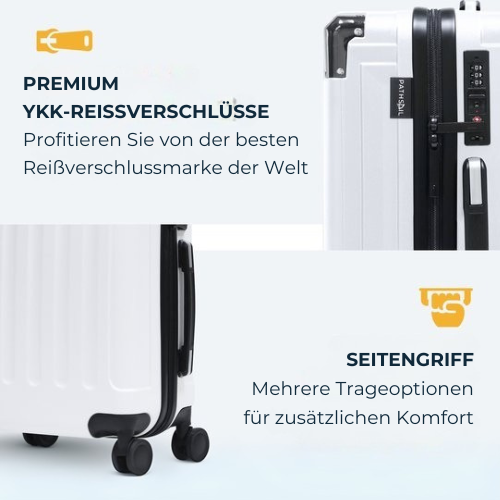 Pathsail - Handgepäck Koffer - Inkl. TSA-Schloss & Spinner-Räder - ABS - 40L x 55CM - Weiß