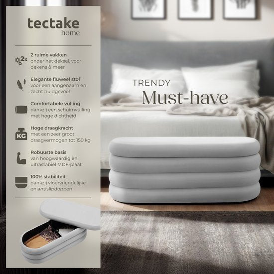 tectake® Polstersofa Altu mit Stauraum - stilvolles und praktisches Sofa für Wohnzimmer, Flur oder Schlafzimmer - Komfort und Funktionalität in einem Möbelstück - grau