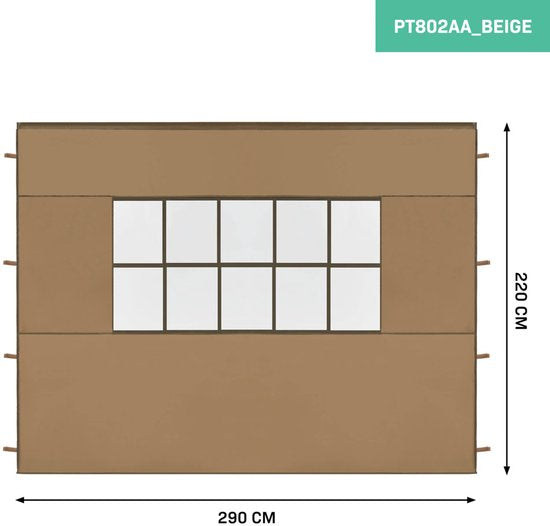 VONROC - Seitenwandset - Für Premium Partyzelt PT501XX - Wasserdicht - 50+ UV Schutz - Beige