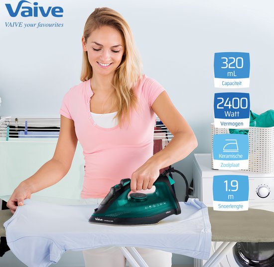 VAIVE TurboSteam 2400 Bügeleisen - Dampfbügeleisen - Dampfbügeleisen - 2400W - 320 ML Wassertank - Dampferhöhungsfunktion
