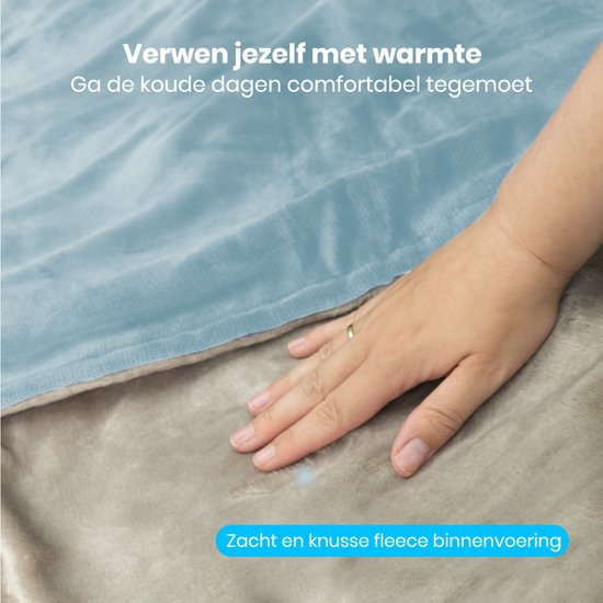 Auronic Electric Blanket - 200 x 180 cm - Heizdecke - 2 Personen - 3 Heizstufen - Decke - Mit Timer - Heizdecke - Hellblau
